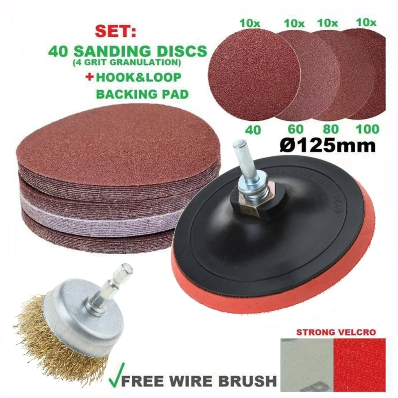 

Pack of 40 125mm Sanding Discs Sandpaper Sanding Paper Sanding Disc for Dremel Rotary Abrading Tools Accessories R7UA