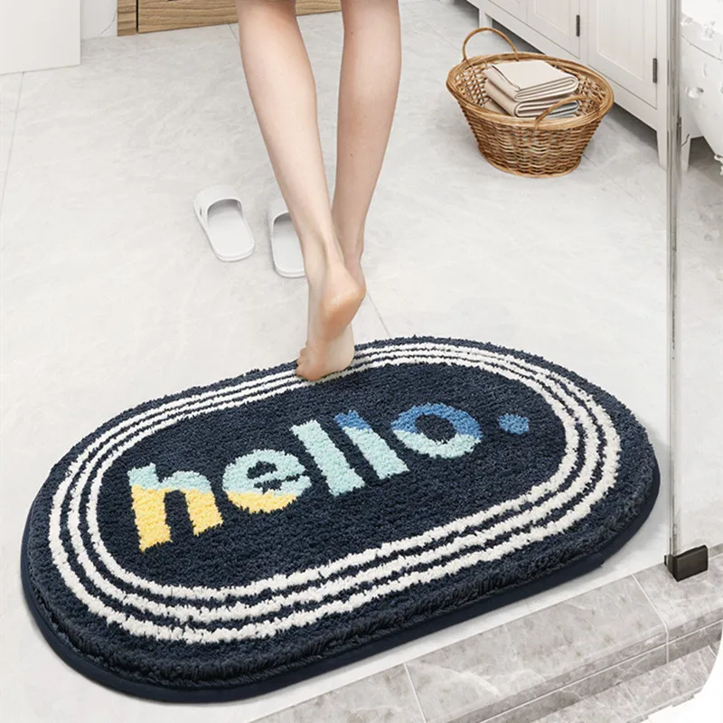 

Bathroom Doormats Modern Simple Floor Mat Household Oval Strong Absorbent Polyester Carpet Non-slip Flushable Skin-friendly Rug