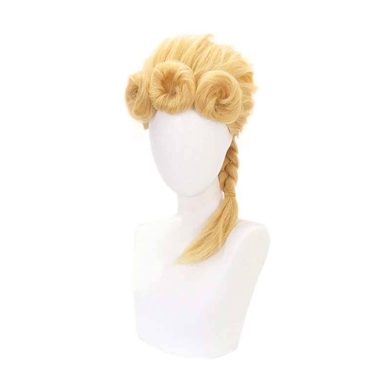 

JoJo's Bizarre Adventure Giorno Giovanna Cosplay Wig New JOJO Golden Braids Styled Hair Props Halloween Role Play Wigs + Hairnet