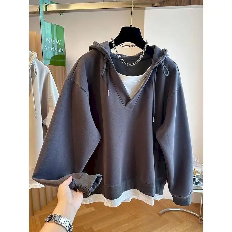 Толстовки в Корейском стиле женская модная дизайнерская толстовка с имитацией