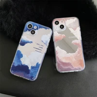 retro mirror blue sky cloud art shockproof phone case for iphone 13 12 11 pro max xs max xr case lens protective cute soft cover