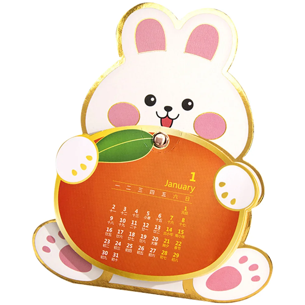 

Calendar Desk Monthly Desktop Planner Rabbit Lovely Standing Cartoon Office Shaped Year 2023 Household Adorable