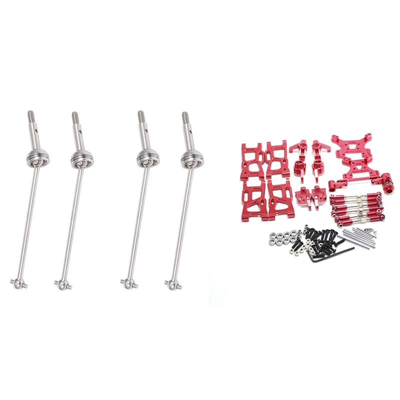 

NEW-1 Set Rc Car Upgrade Parts For Wltoys 1: 14 144001 & 4Pcs Metal Drive Shaft Front Wheel Drive Shaft