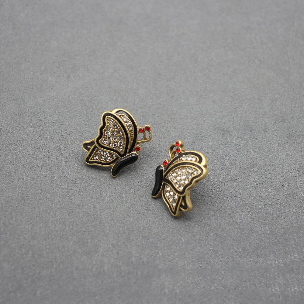 Черное золото эмаль французские винтажные девчачьи серьги-гвоздики с цирконием