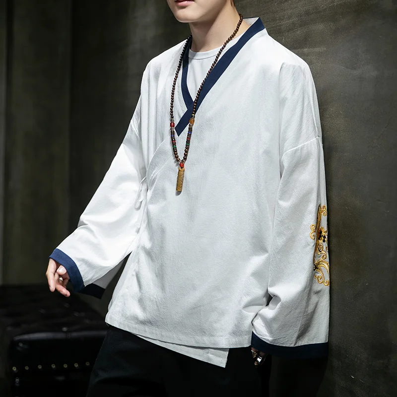 Традиционное китайское платье с вышивкой мужская одежда Hanfu кардиган в