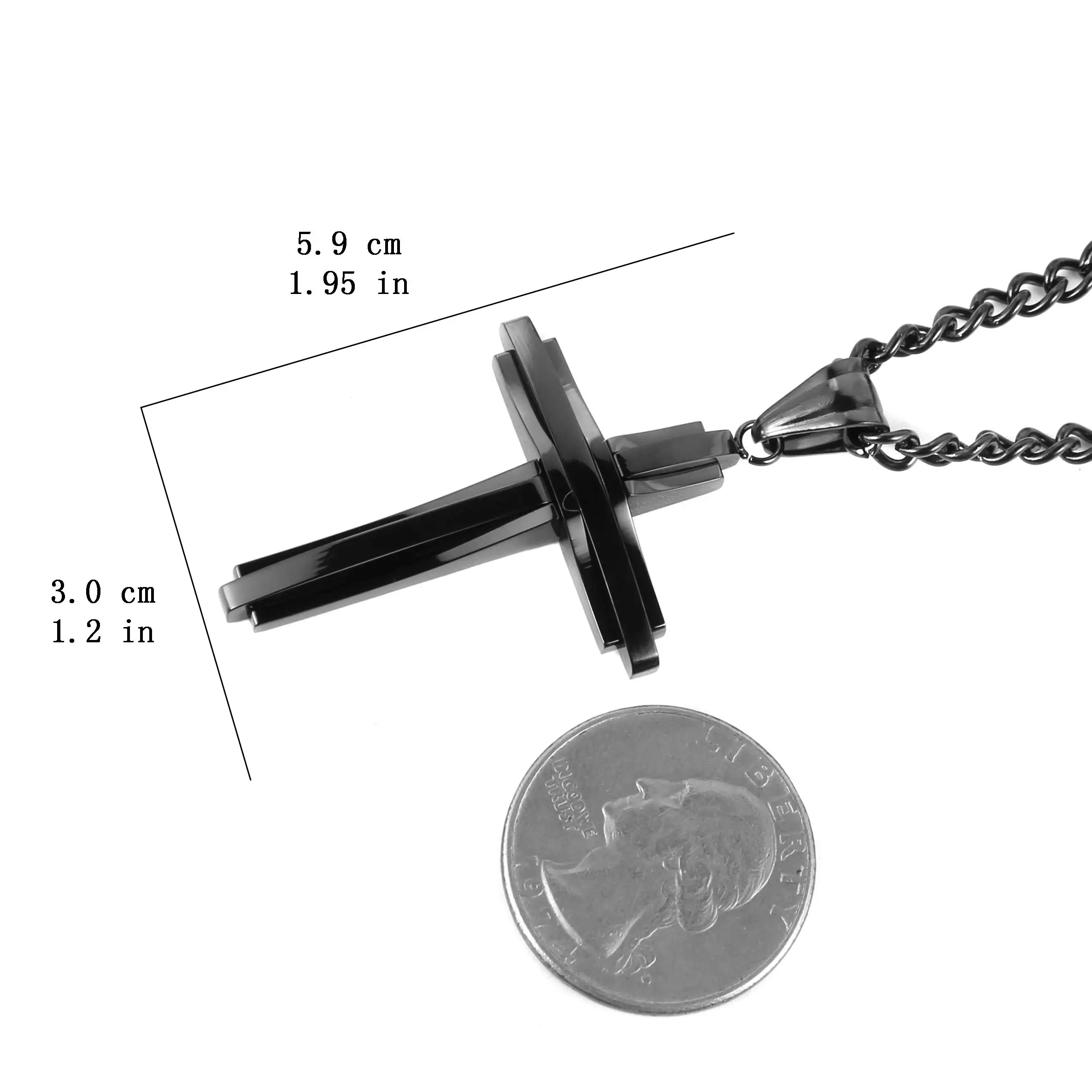 HZMAN Мужская цепочка из полированной нержавеющей стали с серебряным крестом 24