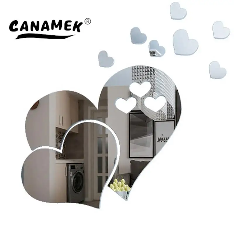 

1Set Removable 3D Love Hearts Mirror Wall Sticker Decal Wedding Wall Art Paster Living Room Home Decoration Toilet Table Sticker