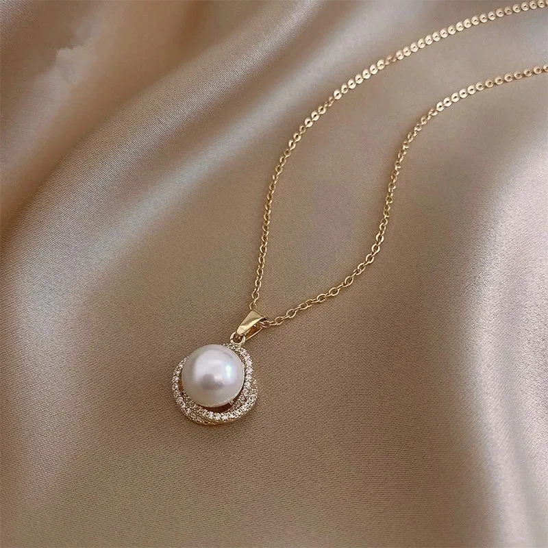 

Design Sense Whirlpool Pearl Bird's Nest Short Necklace For Woman Korean Fashion Jewelry New Party Girl's Luxury Clavicle Chain