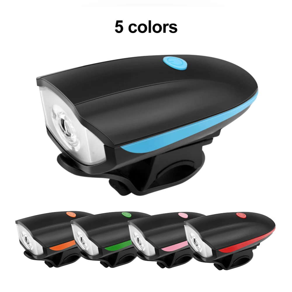 

USB Rechargeable Bicycle Powerful Waterproof Bike Headlight LED Three-light Outdoor Lighting Riding Flashlight Cycling With Horn