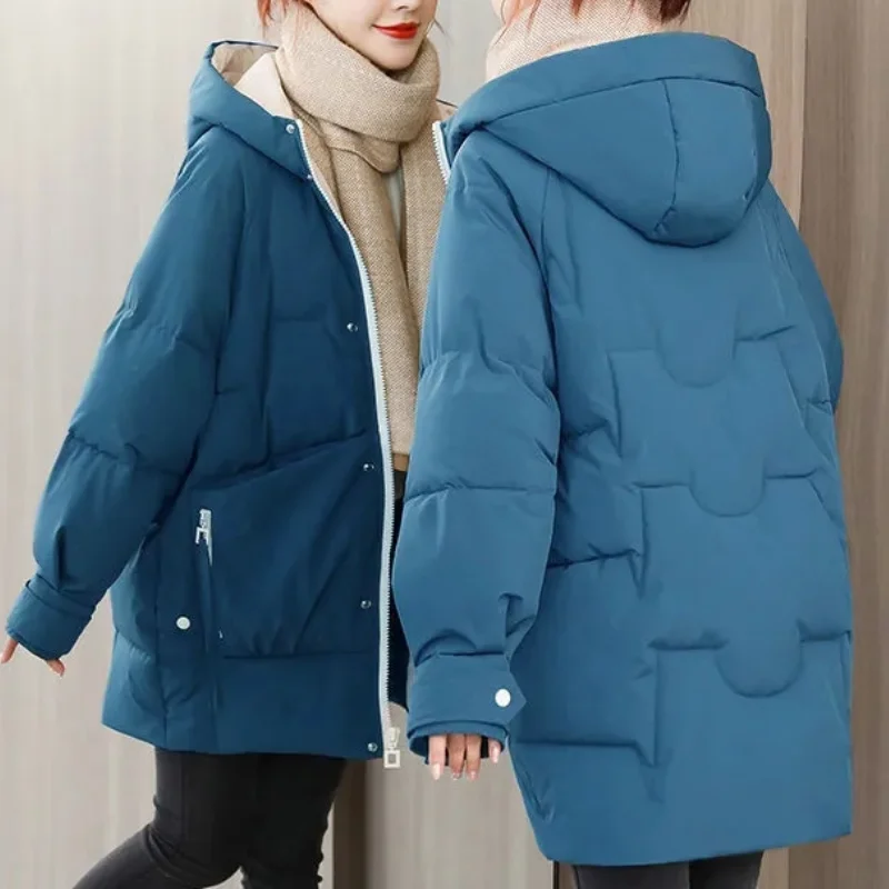 Women's Parkas Hooded Overcoat Casual Long Coat Cotton Padded Parka Warm Female Jackets Outwear Plus Size 2023 New Winter Jacket