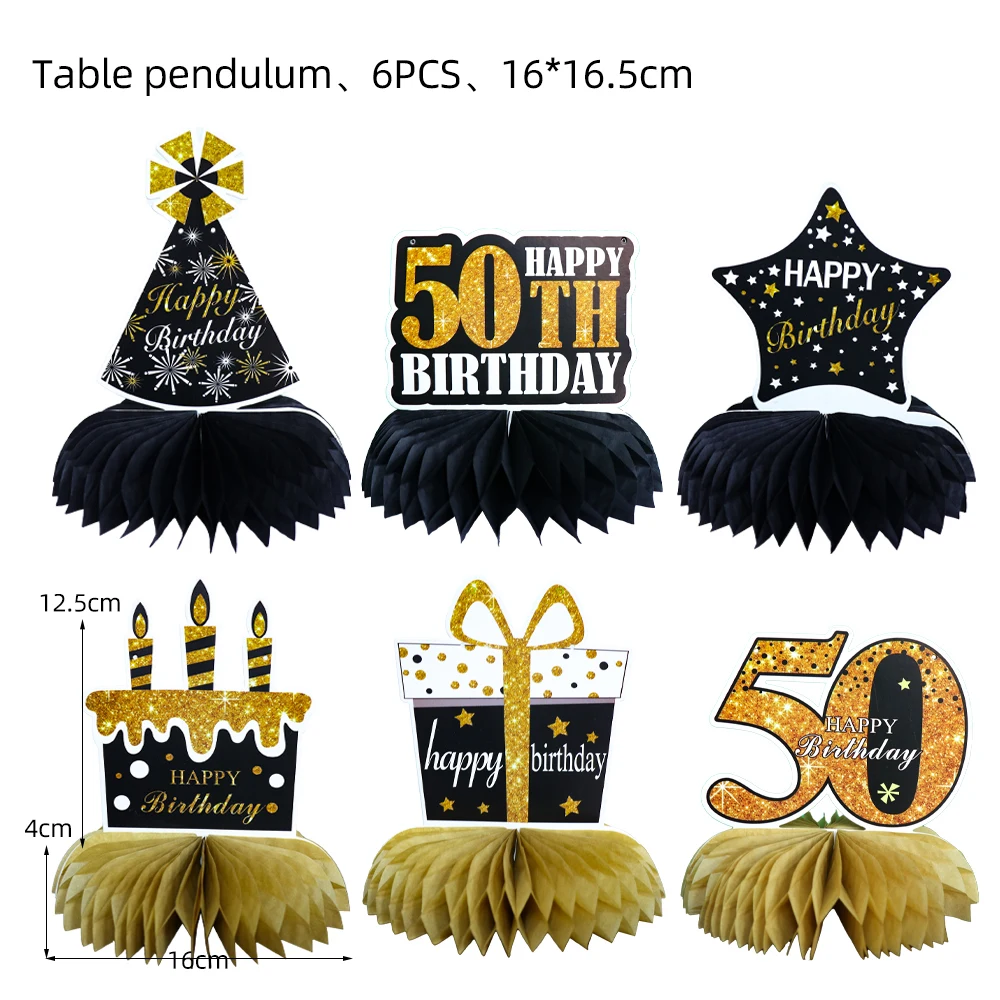 

6PCS 50 Fixty Age Theme Party Decor Baby Shower Table Decorations Kids Birthday Party Decorations DIY Table Cake Decoration