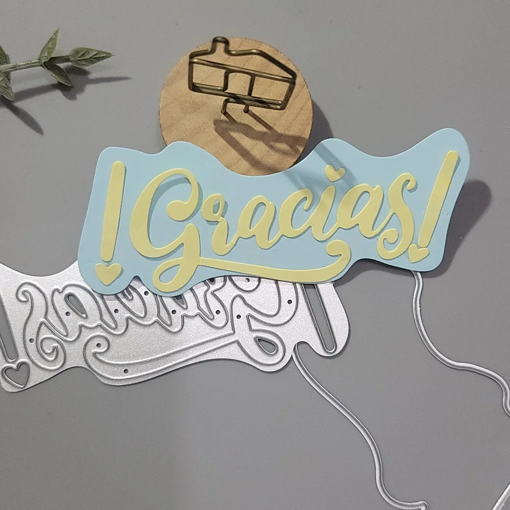

Spanish "Thanks" Metal Cutting Dies Scrapbook Embossing Craft Die Cut Album Cover Paper Cards Making Tool Blade Punch Stencils
