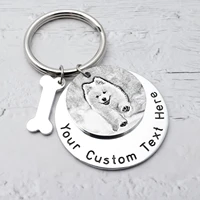 custom engraving keyring with picture pet photo key chain dog picture id tag with bone cat picture key chain pet memorial gift