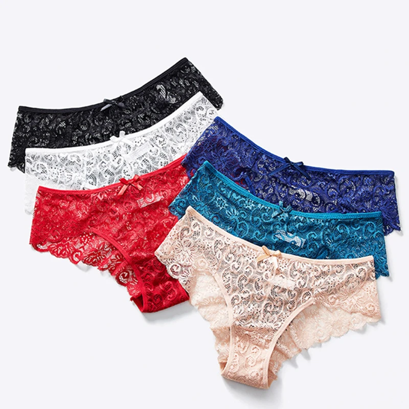 

Sexy Elegant Lace Female Panties Fashion Cozy Lingerie Tempting Briefs Ice Silk Women's Underpant Low Waist Intimates Underwear