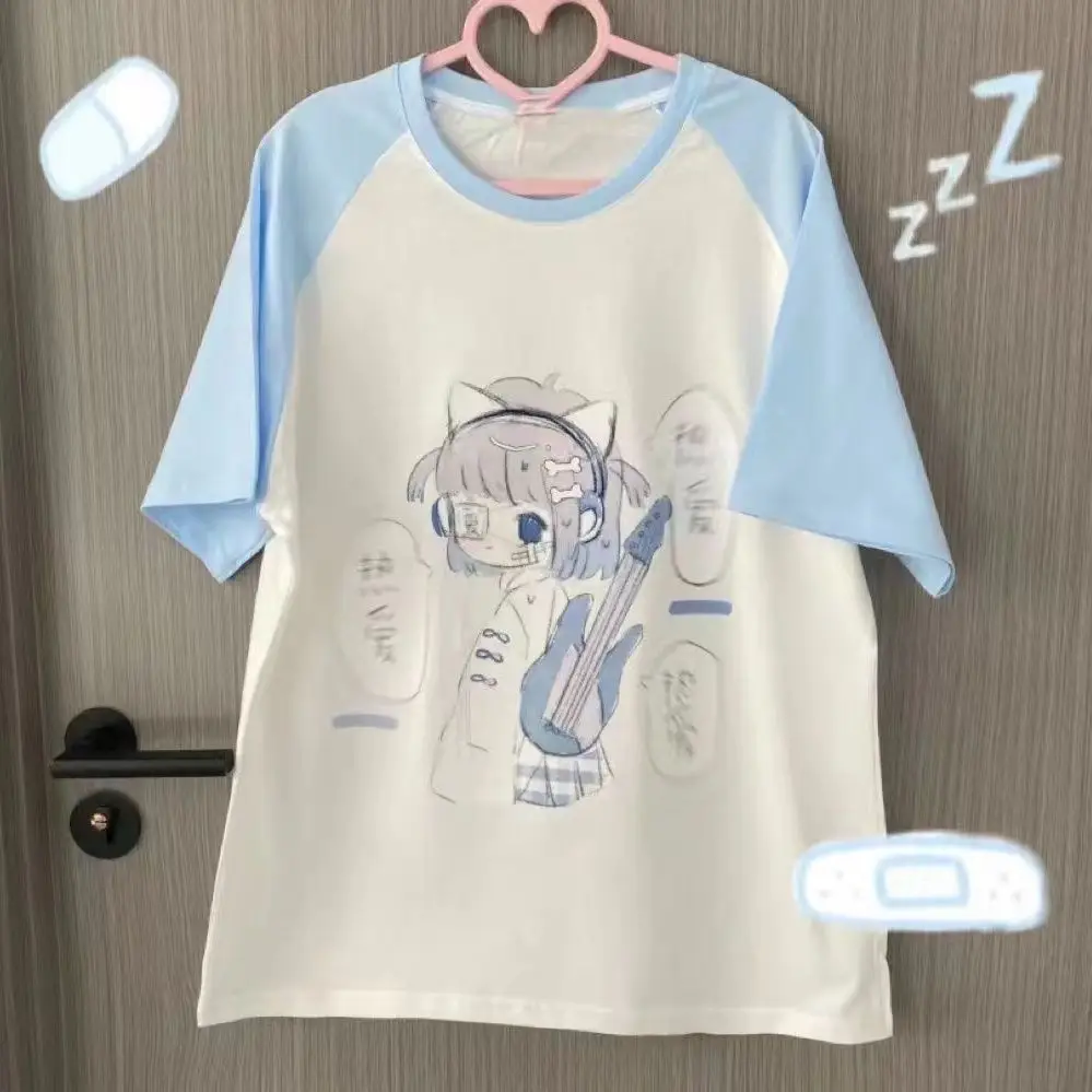 Японская милая летняя новая футболка с коротким рукавом в стиле аниме Harajuku Sweet Girl, повседневные универсальные графические футболки Y2k Top (art.: 3920cbfd32220) - 3920cbfd32220