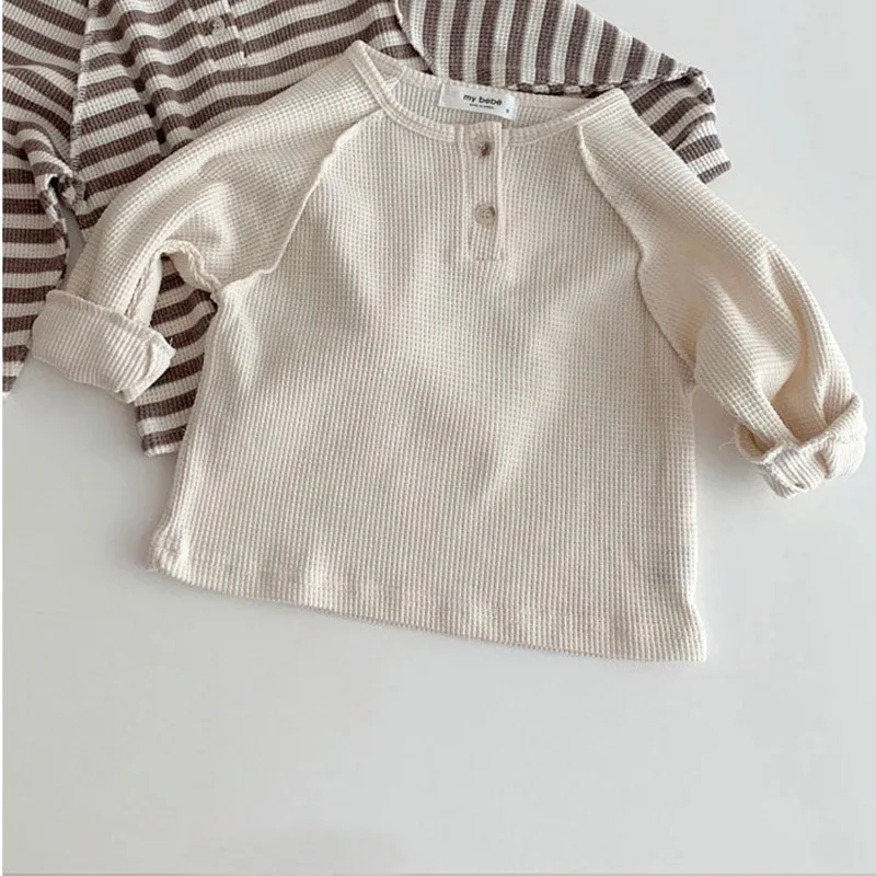 

Spring Baby Girl T-shirt Kids Girl Long Sleeve Solid Striped T-shirt Infant Baby Girl Boy Newborn T-shirt Clothes