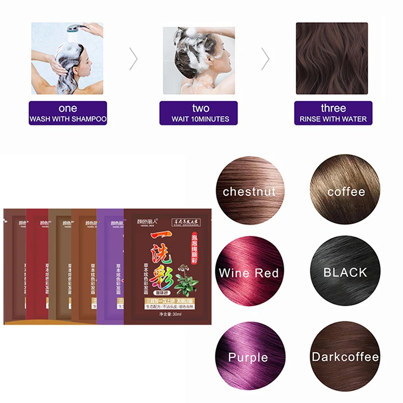 

Hair Color Instant Hair Dye Hair Shampoo black Brown Hair Cover Up Long Lasting Ginger Extracts Hair Styling Tools hair color