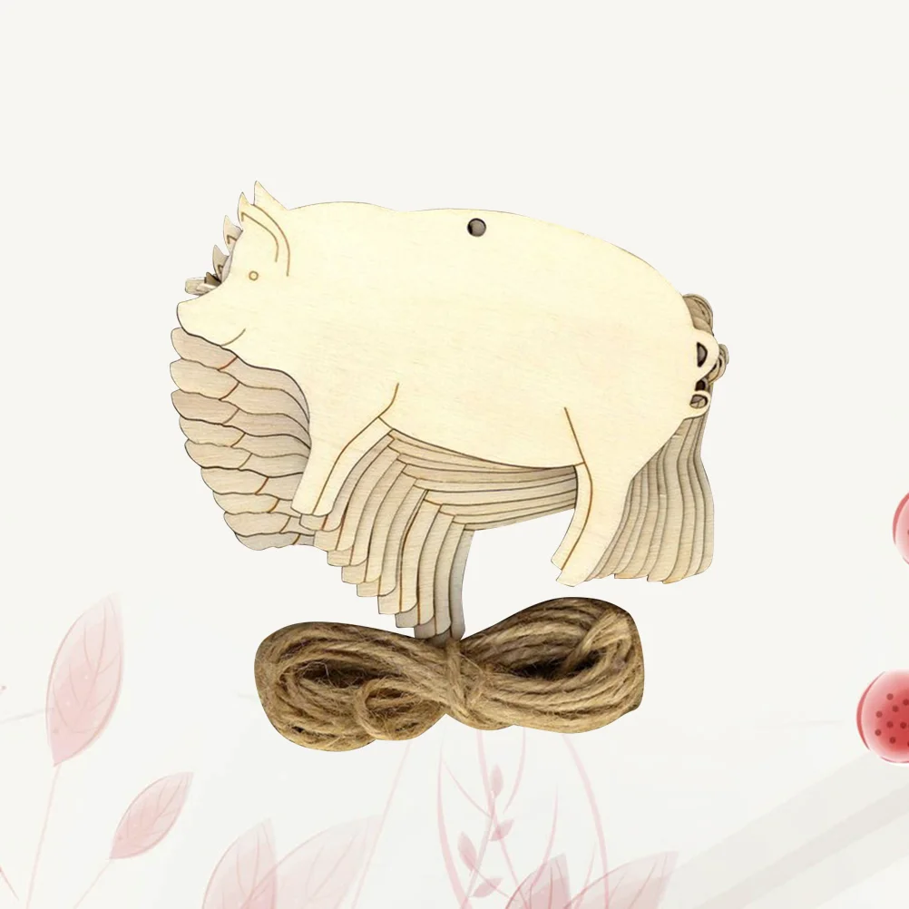 

10pcs DIY Wooden Pieces Unfinished Wood Pigs Diy Crafts Cutouts Unfinished Wooden Cutouts Blank Wooden Tags