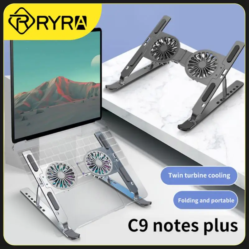 RYRA Foldable C9 Laptop Stand Holder With Cooling Fan Portable Aluminum Alloy Cooler Notebook Holder With RGB Light RYRA Foldable C9 Laptop Stand Holder With Cooling Fan Portable Aluminum Alloy Cooler Notebook Holder With RGB Light