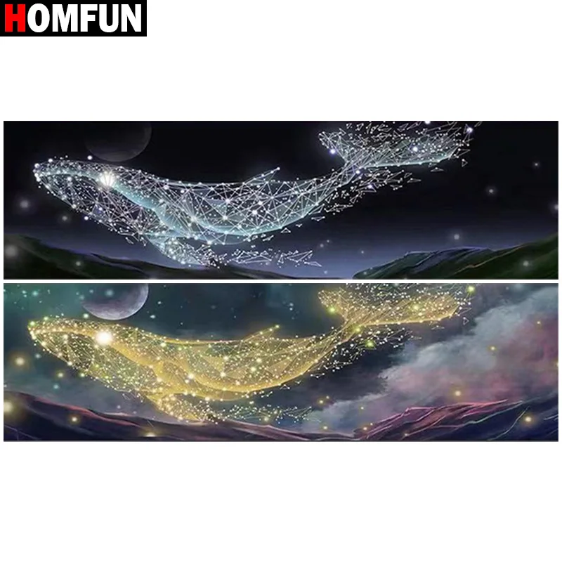 

Алмазная 5D Вышивка HOMFUN «Пейзаж, гора, рыба», полноразмерная круглая/квадратная алмазная живопись «сделай сам», вышивка крестиком, домашний декор