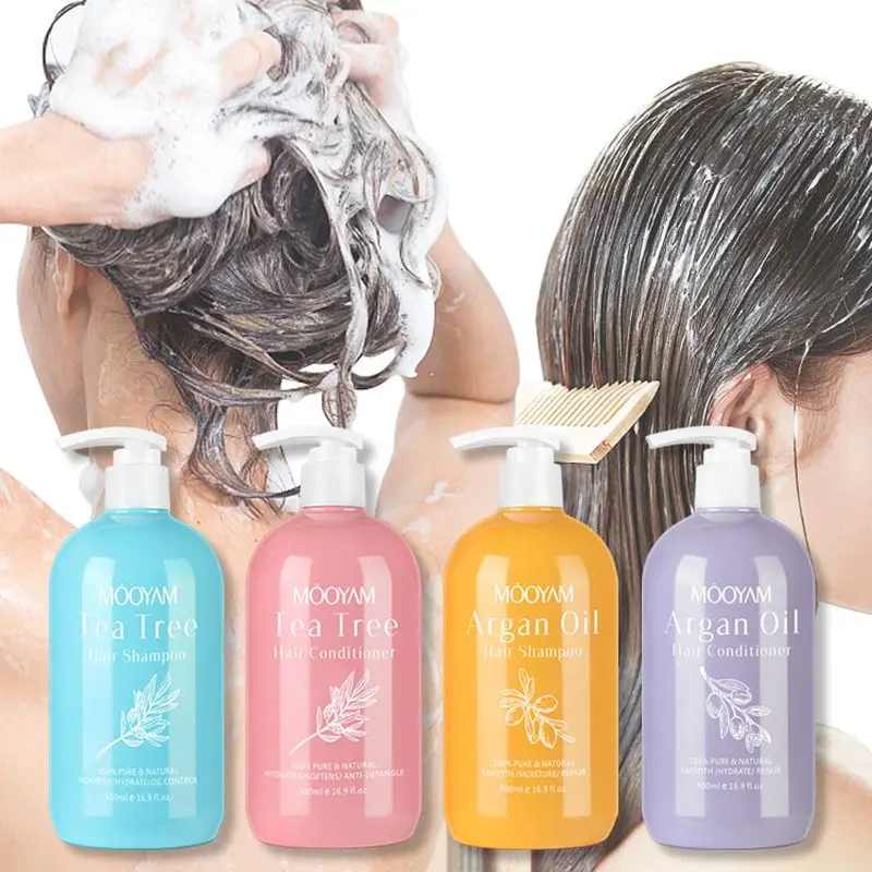 Plant Tea Tree Oil Argan Oil Shampoo Kit Oil Control Smooth Anti-dandruff Moisturizing Hair Care Set Reduce Hair Loss