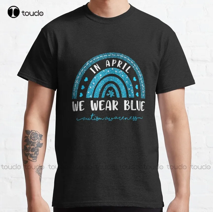 

Поддержка аутизма в апреле мы Носите синюю футболку для осведомленности об аутизме классические футболки для колледжа футболки Gd стиль хип-хоп Xs-5Xl новая популярная