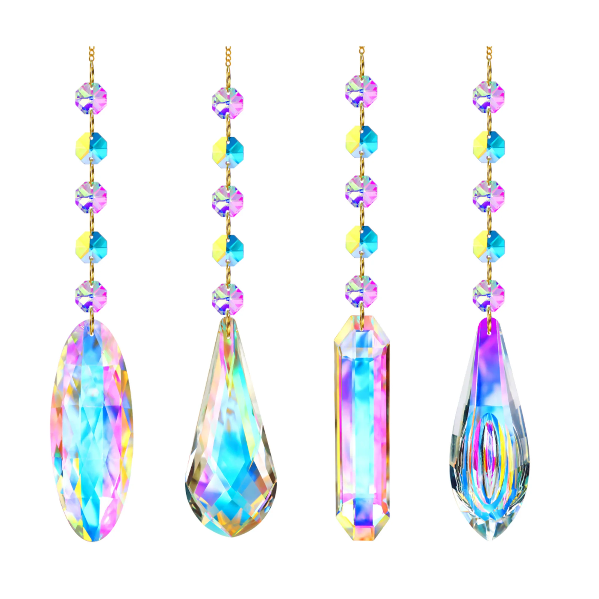 

H&D Crystal Suncatcher Hanging Chandelier Crystals Prisms Window Sun Catchers Rainbow Maker Pendant for Home Garden