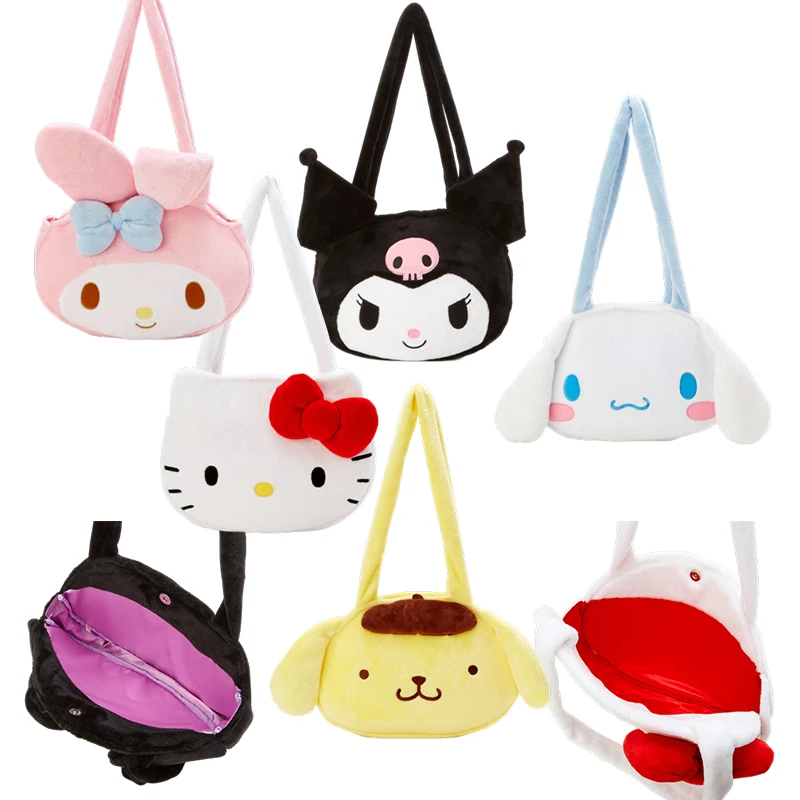 

Kawaii аниме My Melody Cinnamoroll Kuromi помпон Пурины дорожная сумка через плечо для хранения монет лучший друг подарок на день рождения