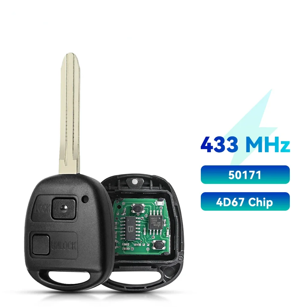 

Dandkey 50171 Ключ-брелок Для Toyota Prado 120, RAV4, Kluger, Previa, FJ Cruiser, Land Cruiser 100, 433 МГц, Чип 4D67/4D68