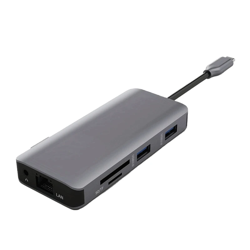 Концентратор 9в1 типа C RJ-45 VGA — совместимые порта USB Dongle 2 USB2.0 и 1 PD 100 Вт портов 3 5 мм