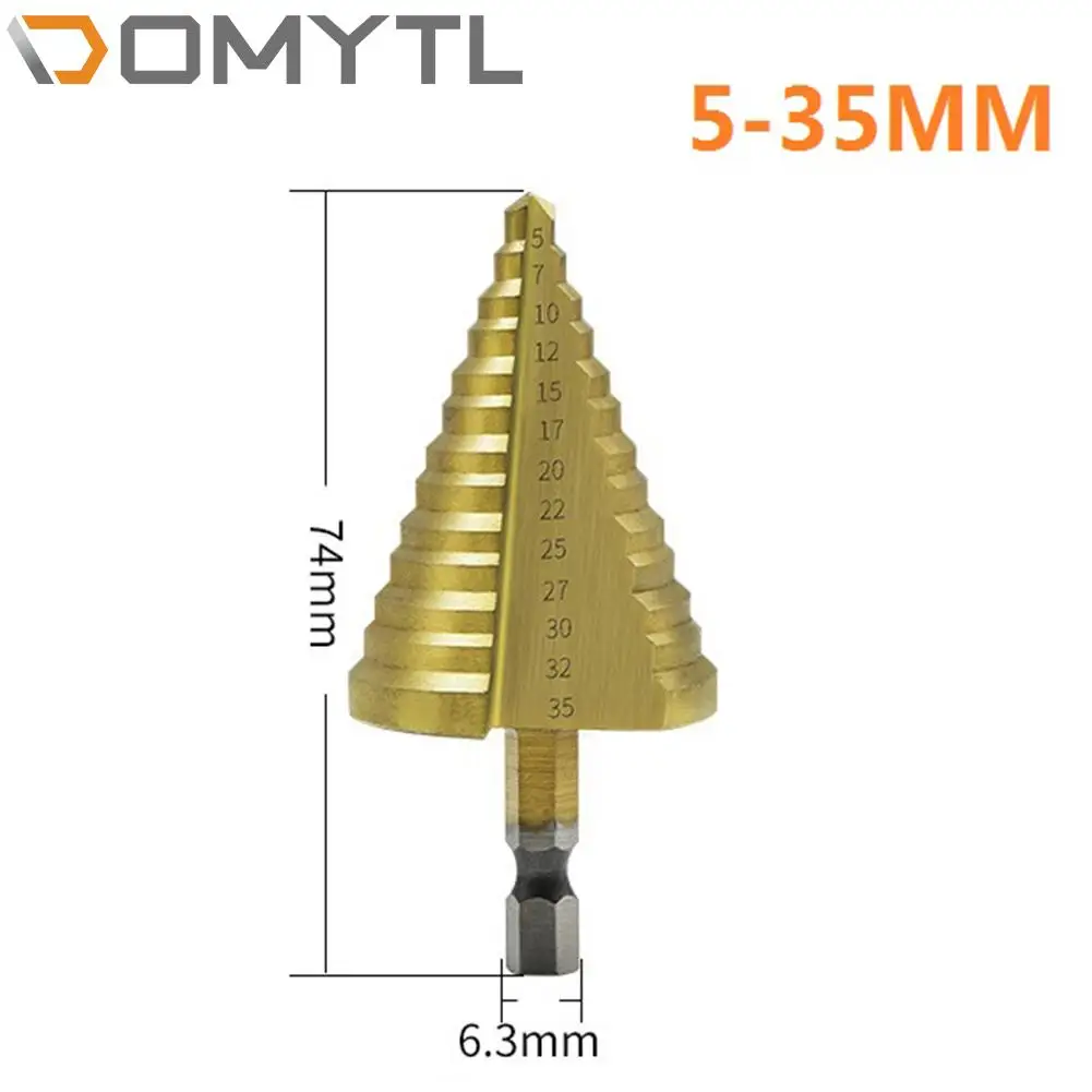 

5-35mm Step Drill Bit Hexagon Shank Straight Groove Pagoda HSS Reaming Tool