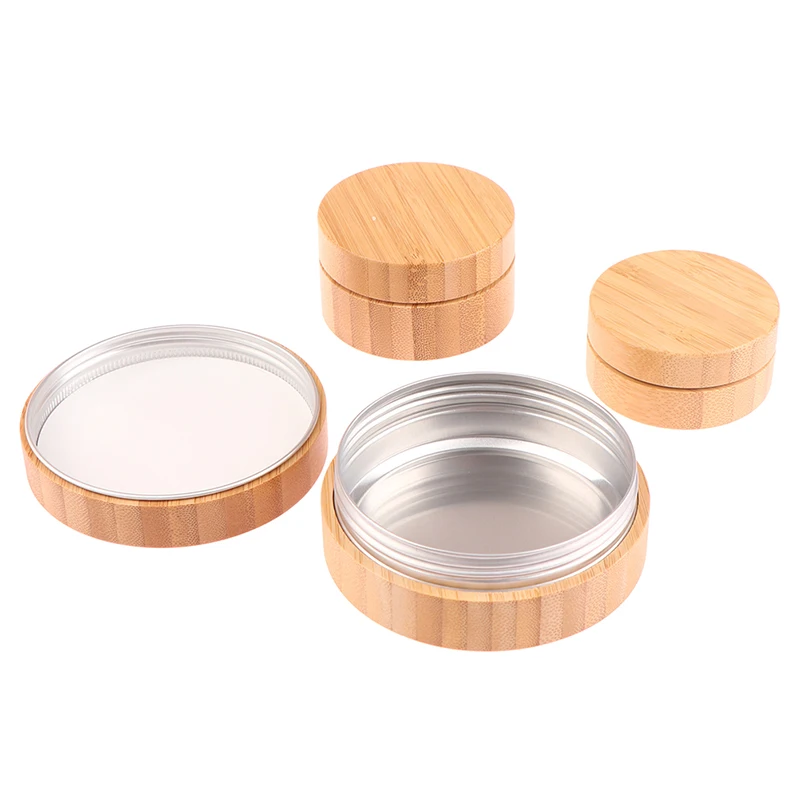 

Mini Size 30/50/100G Empty Bamboo Bottle Cream Jar Nail Art Cream Refillable Cosmetic Makeup Container Bottle Travel Storage Box