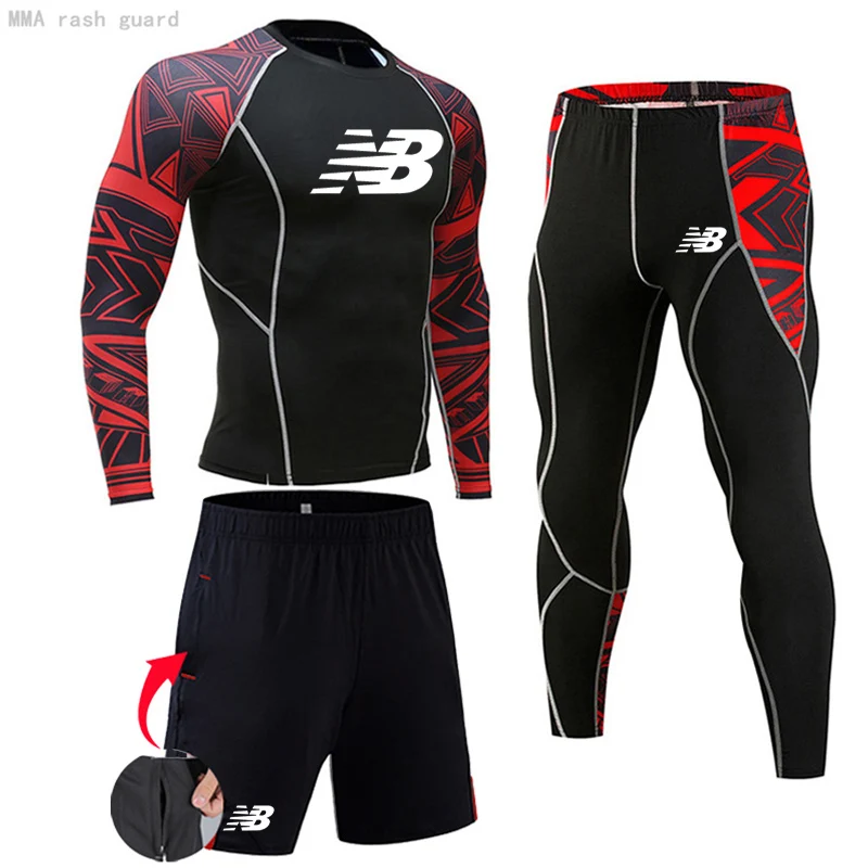 Compression Underwear for Sports Mens Long Johns Thermal Pants Rashguard Men's Skin Care Kits Winter Leggings Thermal Shirt Set