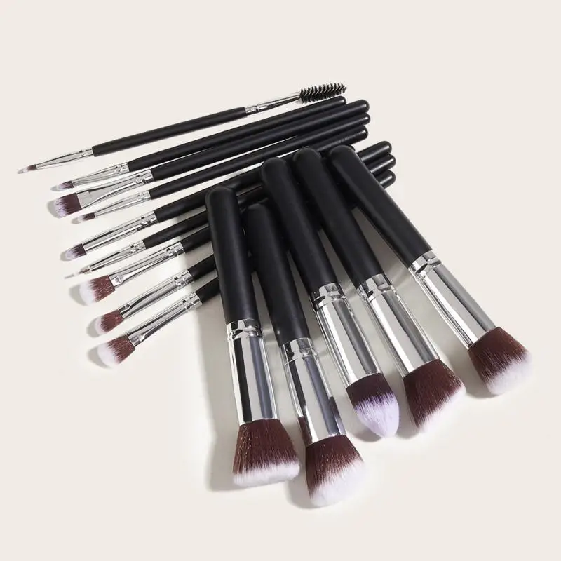 

Набор кистей для макияжа, тени для век, кисть для бровей и основы под макияж с деревянной ручкой, ежедневный базовый макияж, Профессиональные портативные косметические инструменты