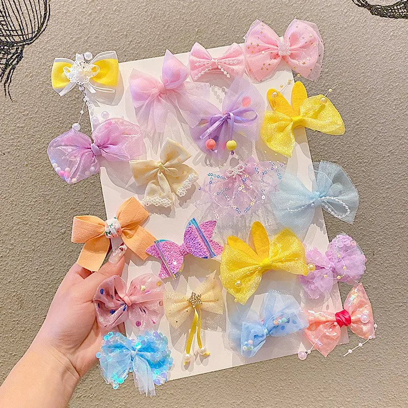 

8 шт./компл. кружевной новый милый кружевной бант для девочек заколка для волос красочный цветок детская шпилька Блестящий головной убор под...