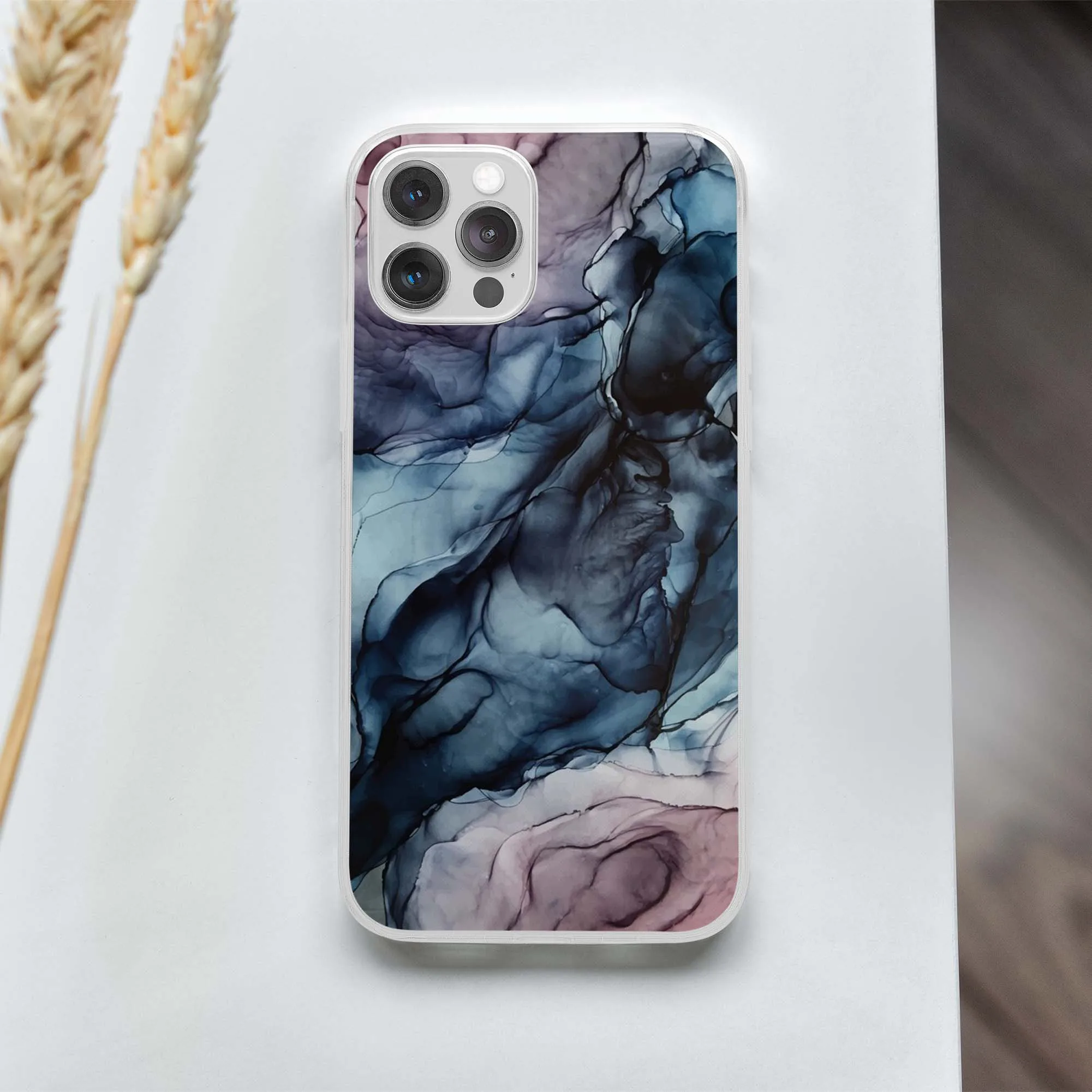 

Blush And Darkness Abstract Alcohol Ink Painting Phone Case for iPhone 11 12 13 Pro Max Mini X XS XR Max 7 8 Plus TPU Flower