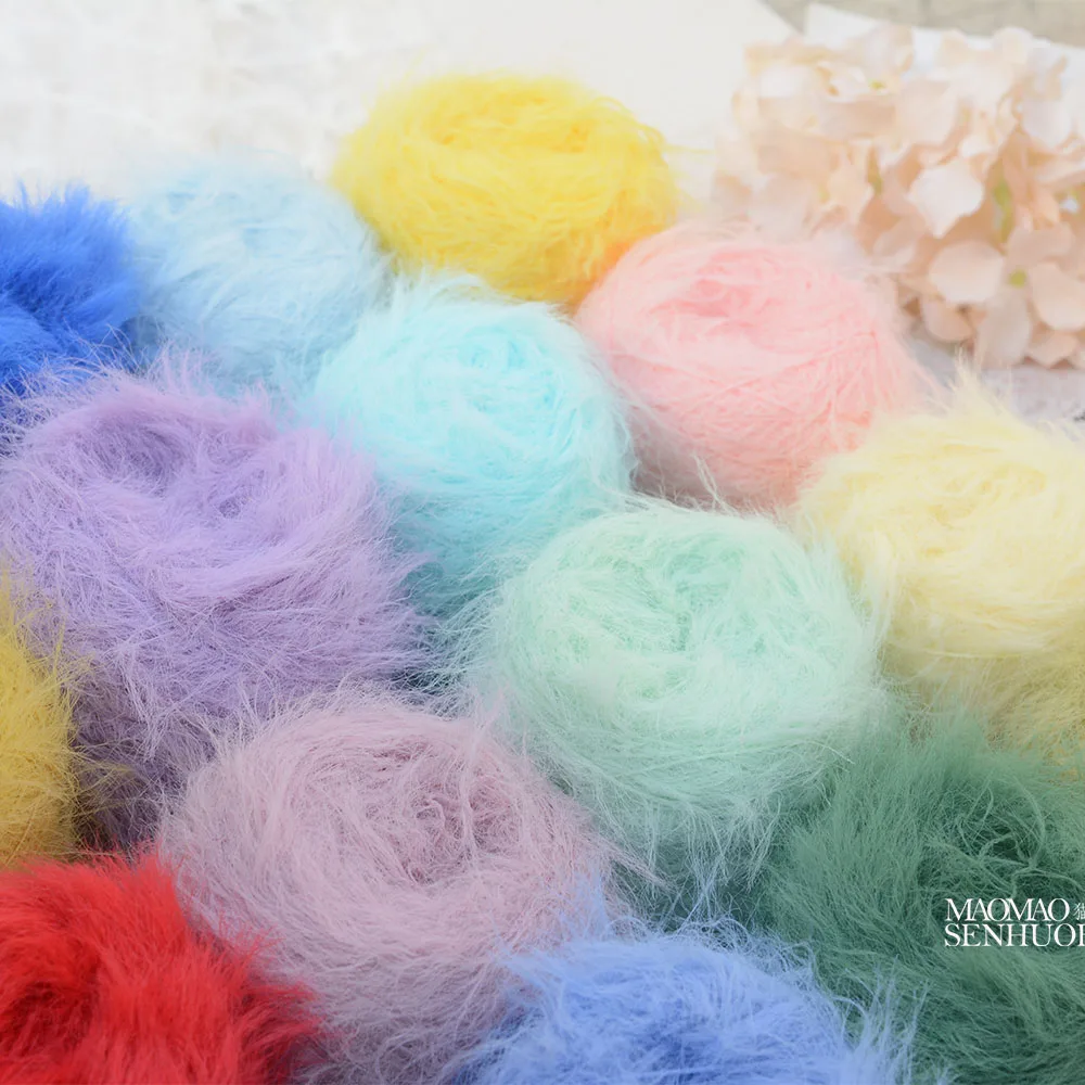 

Feather Yarn Knitted Yarn Phoenix Down Wiring Imitation Mink Fur Grass Long Hair Soft and Skin Friendly Without Tying 50G