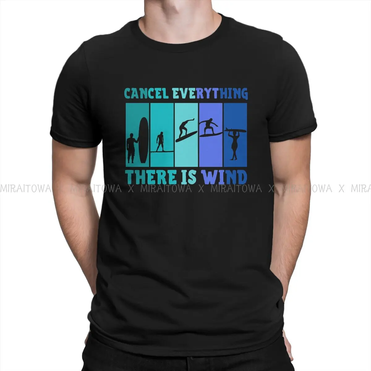 

Funny Surfer Cancel Everything There is Wind Cool O Neck TShirt Kitesurfing Kiteboarding Kite Flysurfing Fabric T Shirt Man's