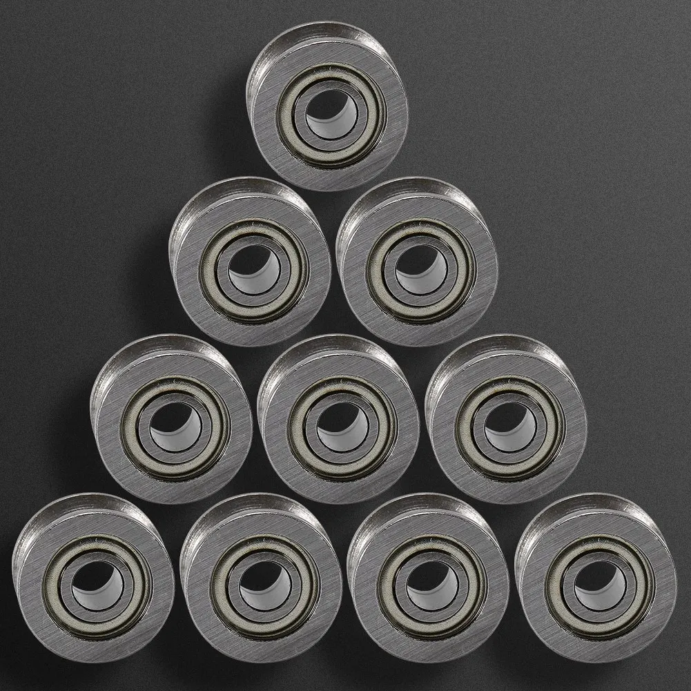 10pcs U624ZZ Ball Bearing Guide Pulley For Rail Track Linear Motion System 4*1 U Groove Deep |