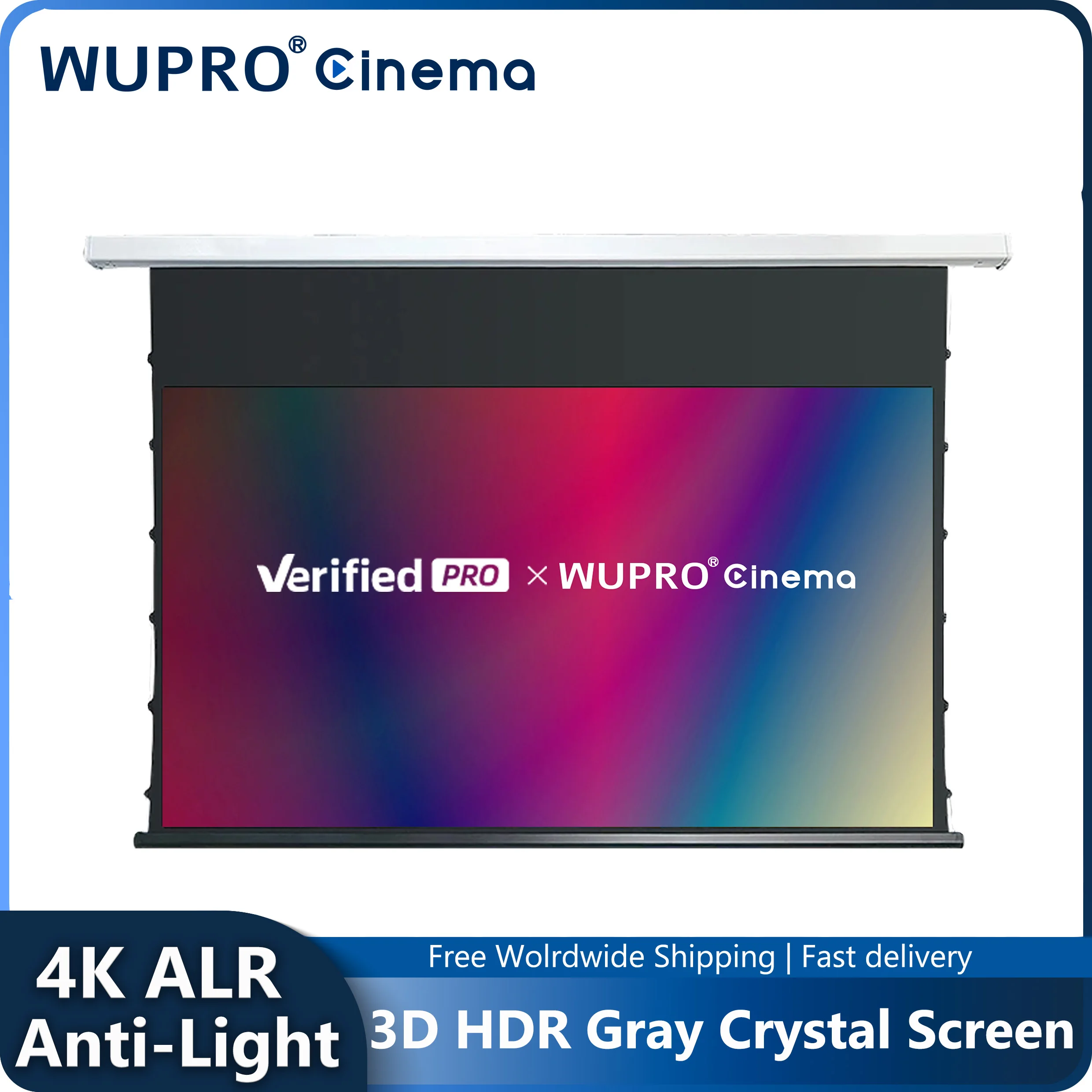 Новый проекционный экран 4K ALR Wupro Grey Crystal Drop Down с моторизованным 92-120 дюймов для