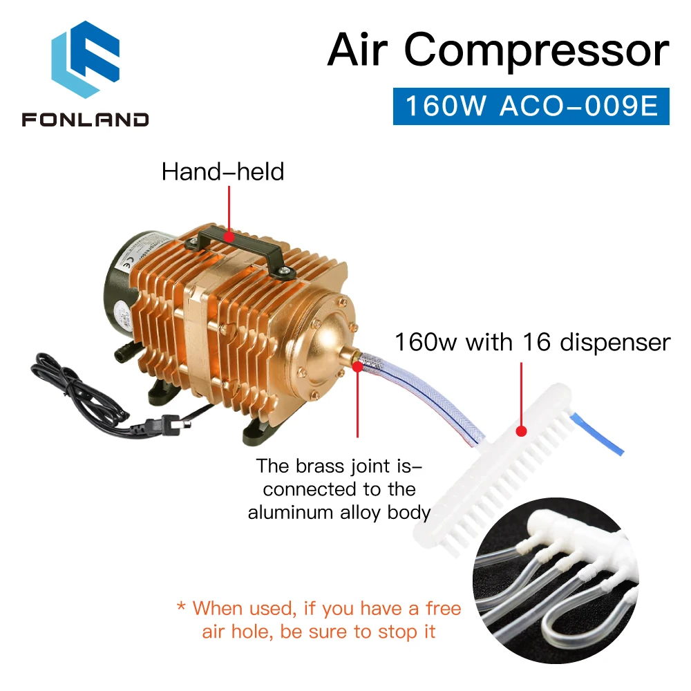 FONLAND 160W ACO-009E Air Compressor Electrical Magnetic Air Pump for CO2 Laser Engraving Cutting Machine enlarge