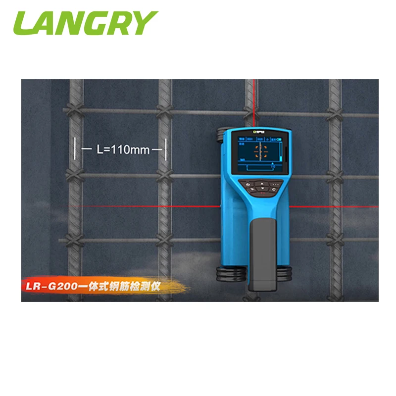 

LANGRY LR-G200 Concrete Rebar Scanner Reinforcement Position Diameter Distribution Detection Integrated Rebar Detector