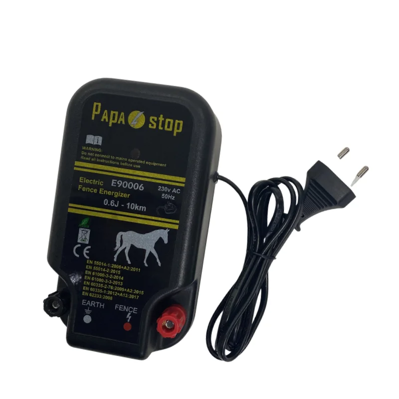 New Design Mains AC Powered 230V Electric Fence Energizer With Plug Charger Output 0.6J 10Km For Livestock