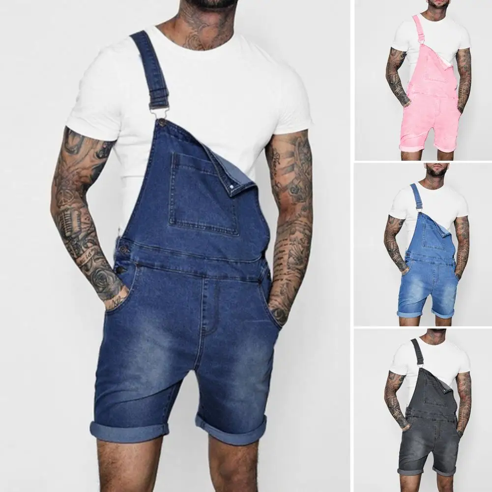 

Temperament Popular Adjustable Rolled Edges Short Jean Jumpsuits Cool Denim Overall Shorts Crimping for Vacation