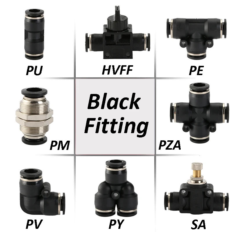 Better Quality Pneumatic Fitting Pipe Connector Quick Release Coupling 4mm 6mm 8mm 10mm 12mm PU PV PE HVFF PY Tube Connectors