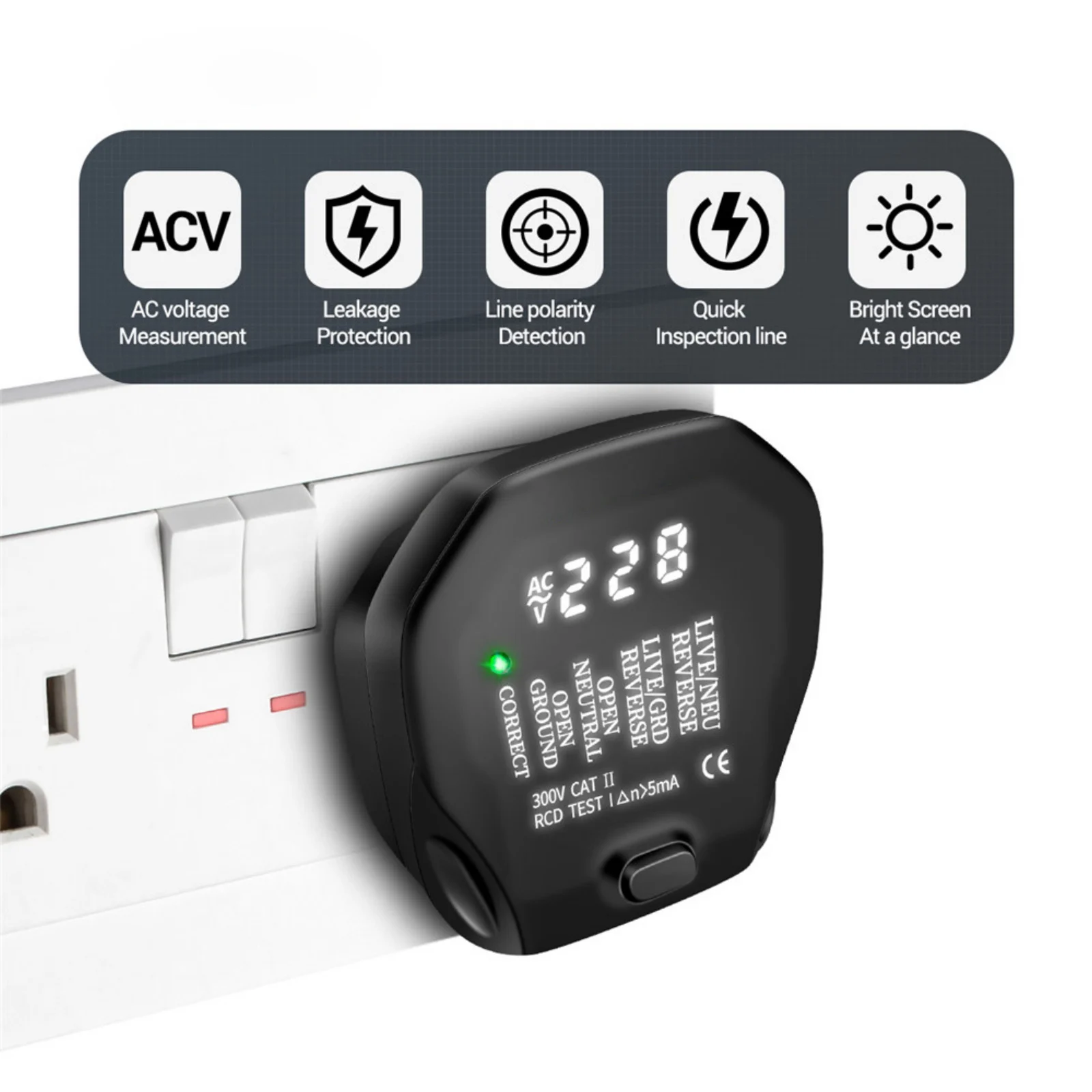 

Умный тестер разъемов, цифровой детектор электрической полярности, выключателя напряжения, бесконтактного индикатора напряжения, для опре...