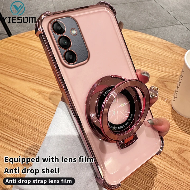 Прозрачный противоударный чехол с магнитной подставкой для телефона Samsung Galaxy A15