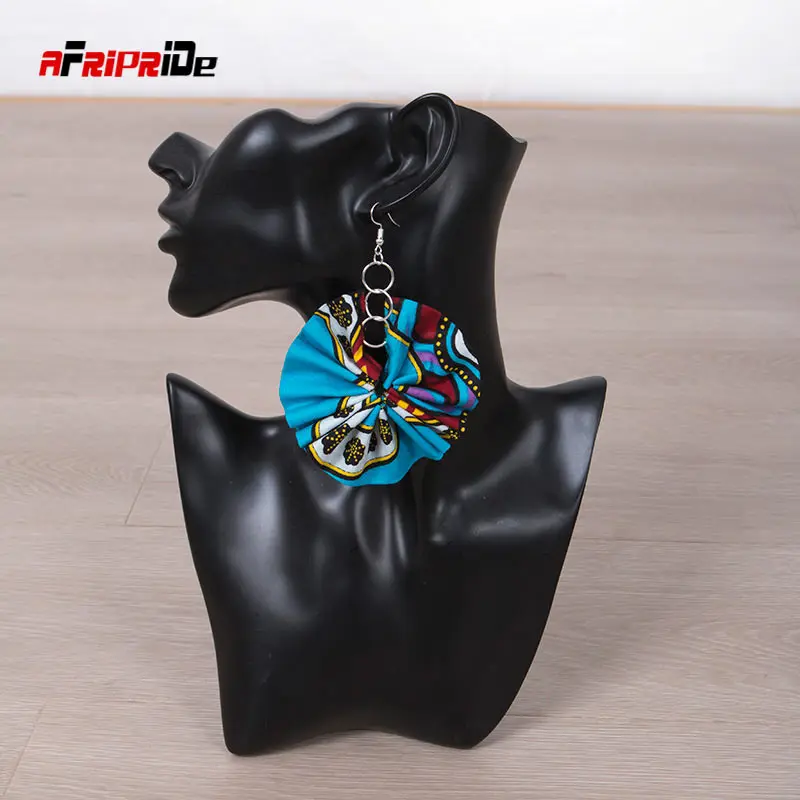 New African print fabric fashion fine jewelry round earrings handcrafted accessories