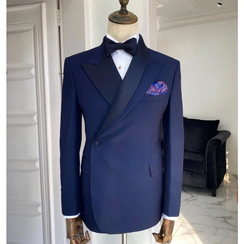 

2023 Splicing Lapel Men Suits One Button Wedding Tuxedos for Prom 2 Pcs Slim Fit 3023 New Male Fashion Costume Blazer with Pants