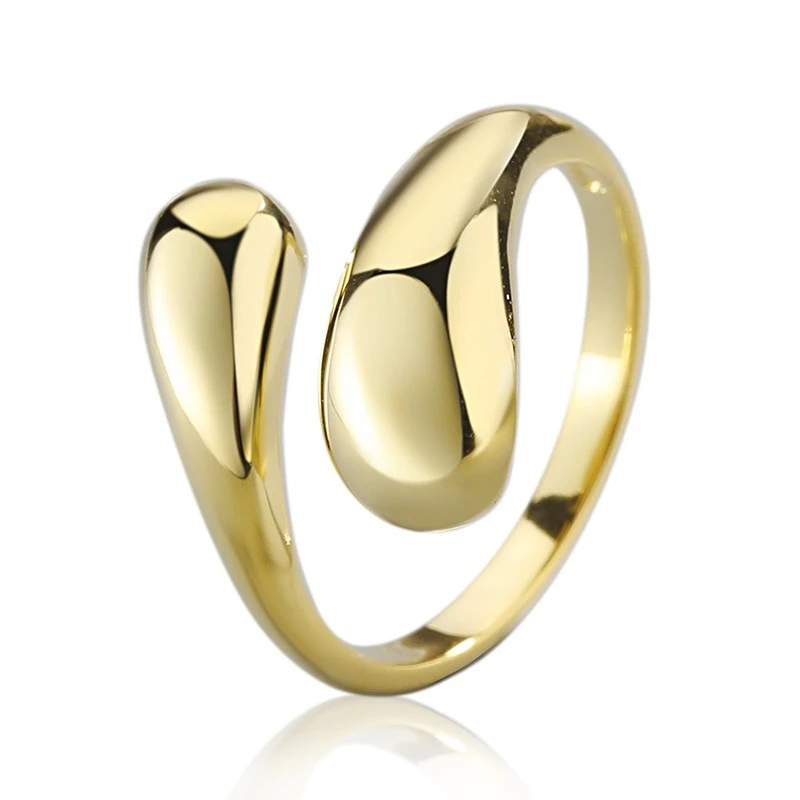 

Simple temperament water drop glossy women's ring personalized opening adjustable versatile metal spiral ring